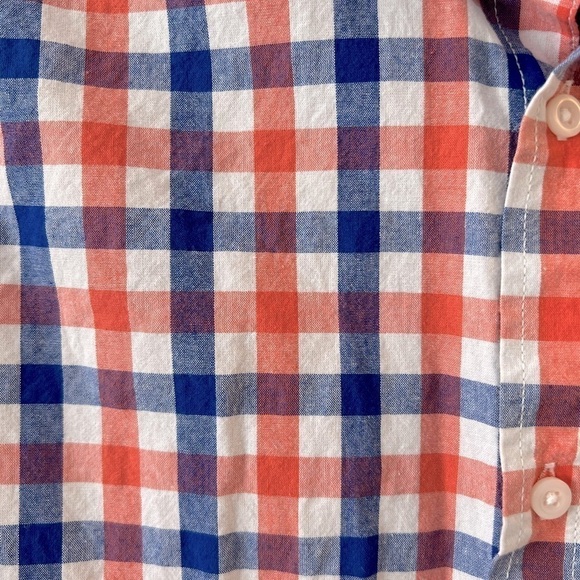 Childrens Place Boys Orange White Blue Plaid Button-Down Long Sleeve Shirt 14/XL - Picture 3 of 6